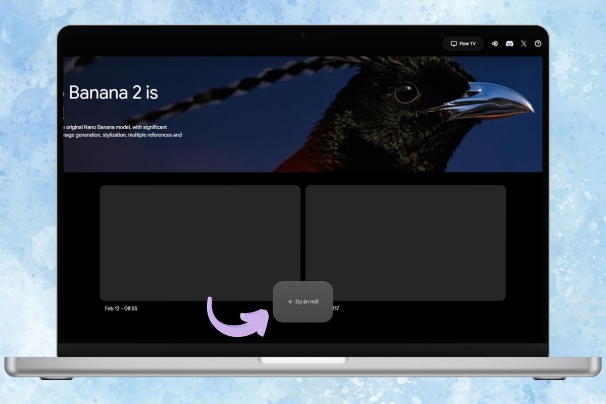 Chọn nút dự án mới