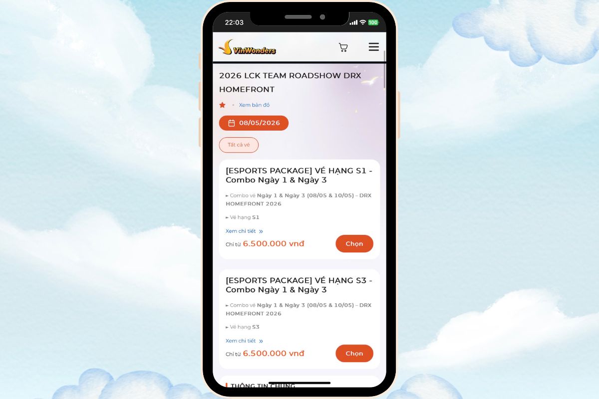 Chọn loại vé muốn mua