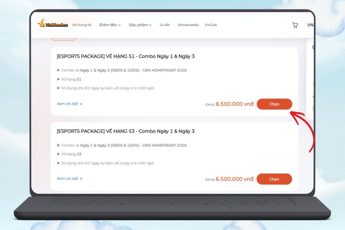 Chọn loại vé bạn muốn mua