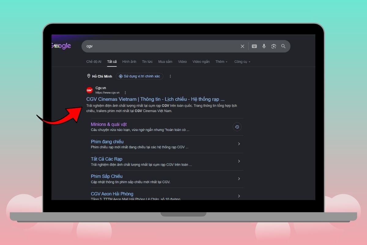 Truy cập trang web CGV