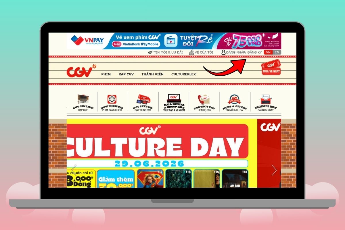 Đăng ký hoặc đăng nhập CGV