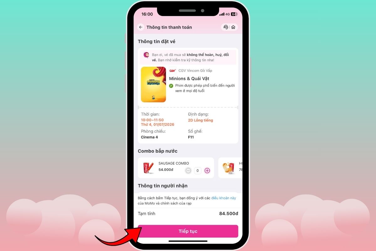 Thanh toán và nhận mã vé