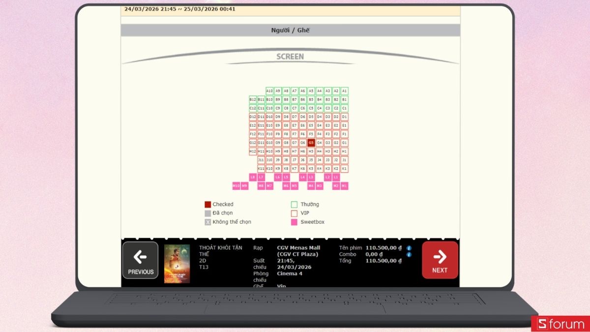 chọn chỗ ngồi rạp chi tiết
