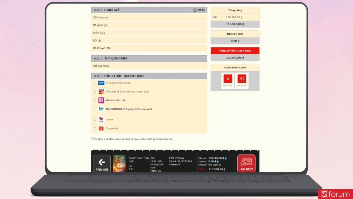 Kiểm tra thông tin và chọn phương thức thanh toán