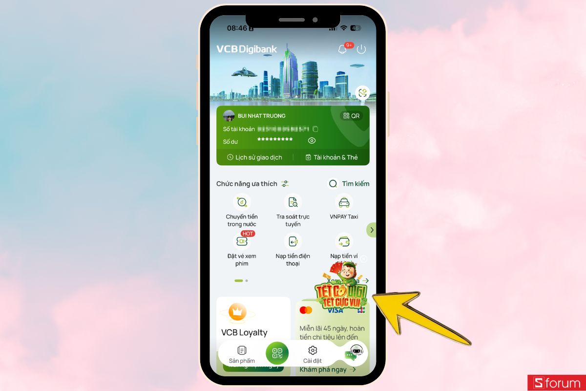 Truy cập vào app VCB DigiBank