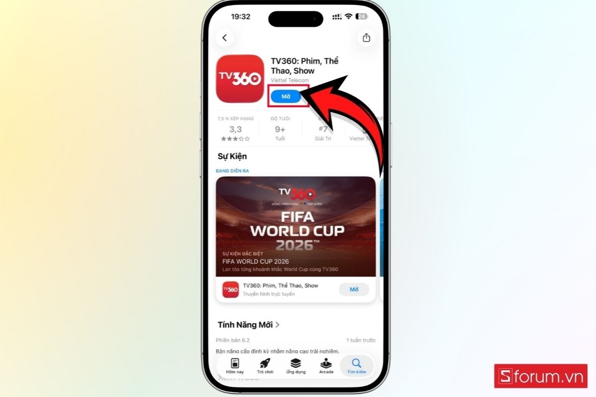 Mở ứng dụng TV360