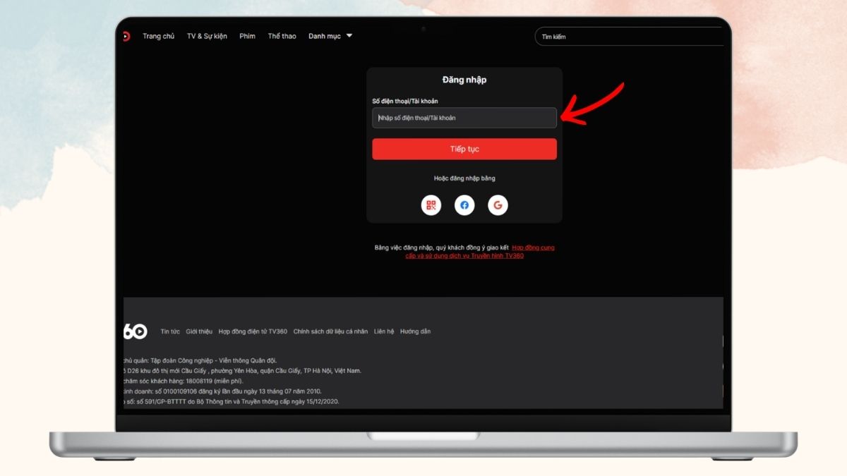 Đăng nhập tài khoản TV360