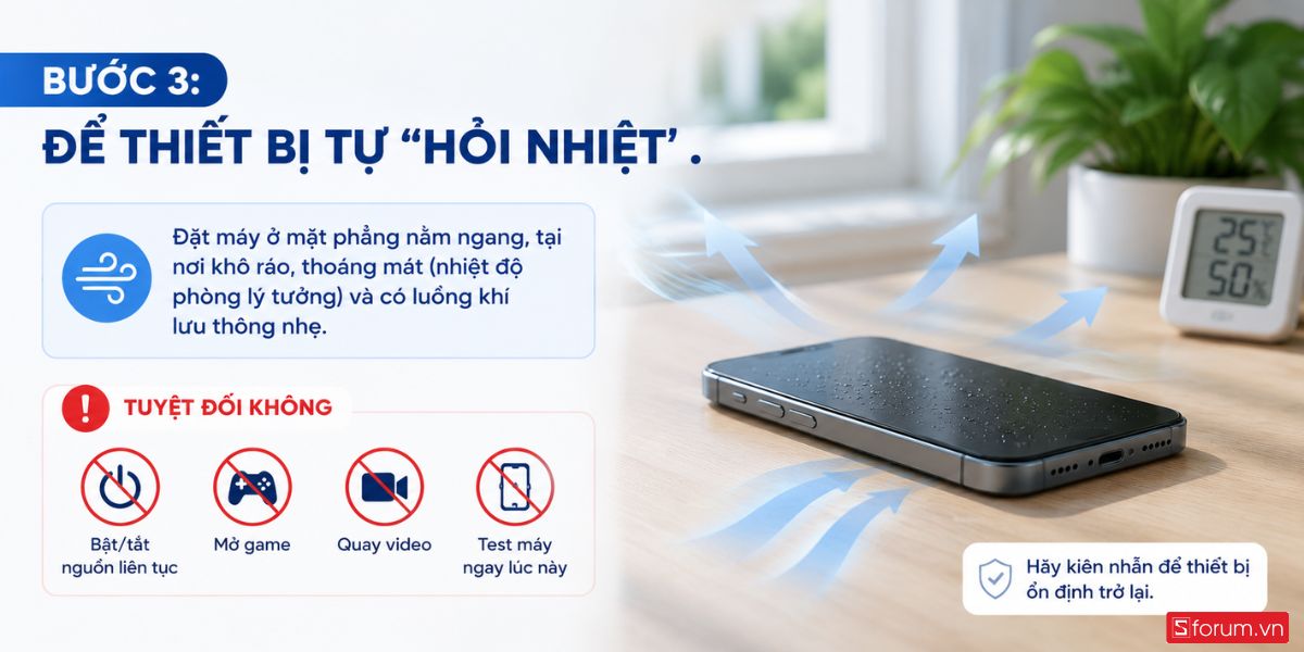 Để thiết bị tự hồi nhiệt