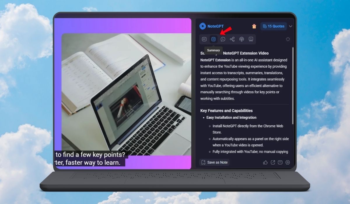 Sử dụng NoteGPT để tóm tắt video YouTube