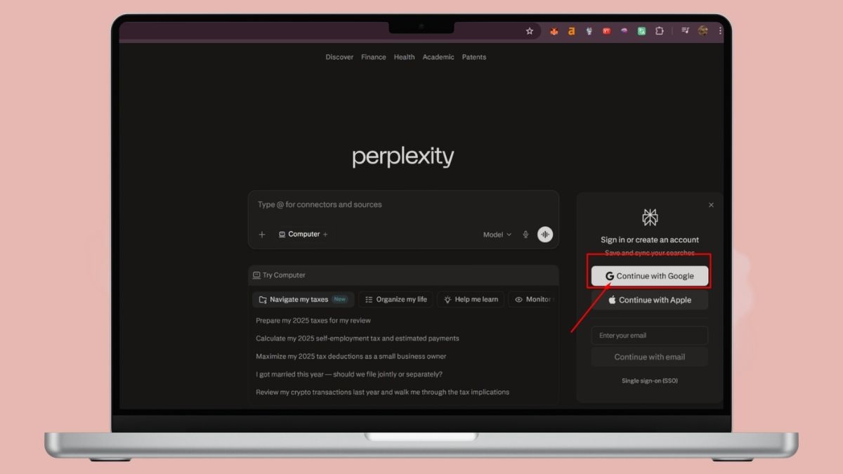 Truy cập Perplexity Health