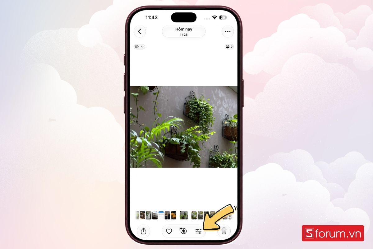 Chọn hình cần chỉnh rồi nhấn vào biểu tượng Điều chỉnh