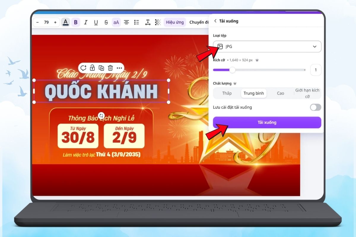 xuất ảnh dưới dạng PNG hoặc JPG