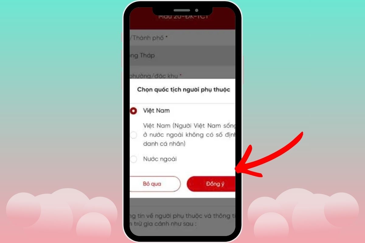 Chọn quốc tịch người phụ thuộc