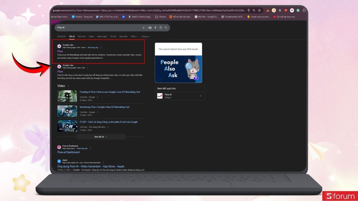 Tìm kiếm Flow trên Google