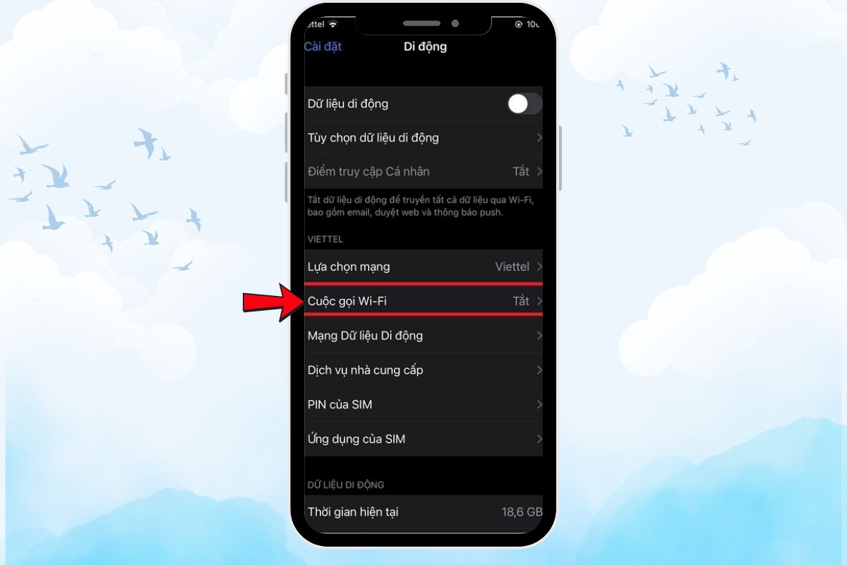 Tìm mục cuộc gọi Wi-Fi
