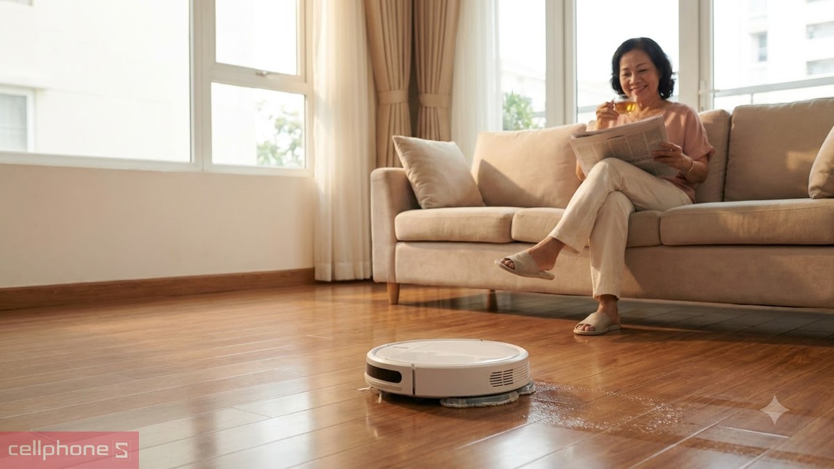 Robot hút bụi lau nhà làm quà 20/10 cho mẹ chồng bớt việc nhà