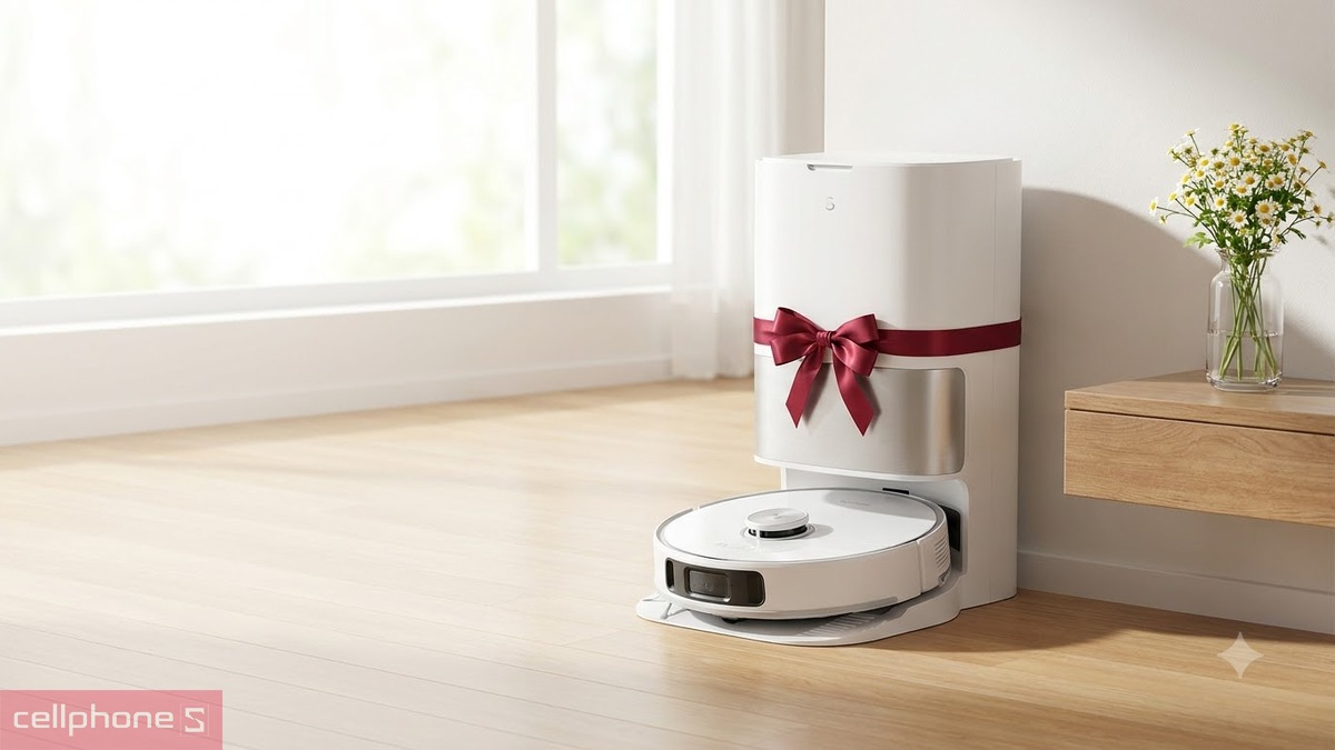 Robot hút bụi có trạm tự làm sạch, quà tặng mẹ chồng ngày Phụ nữ Việt Nam