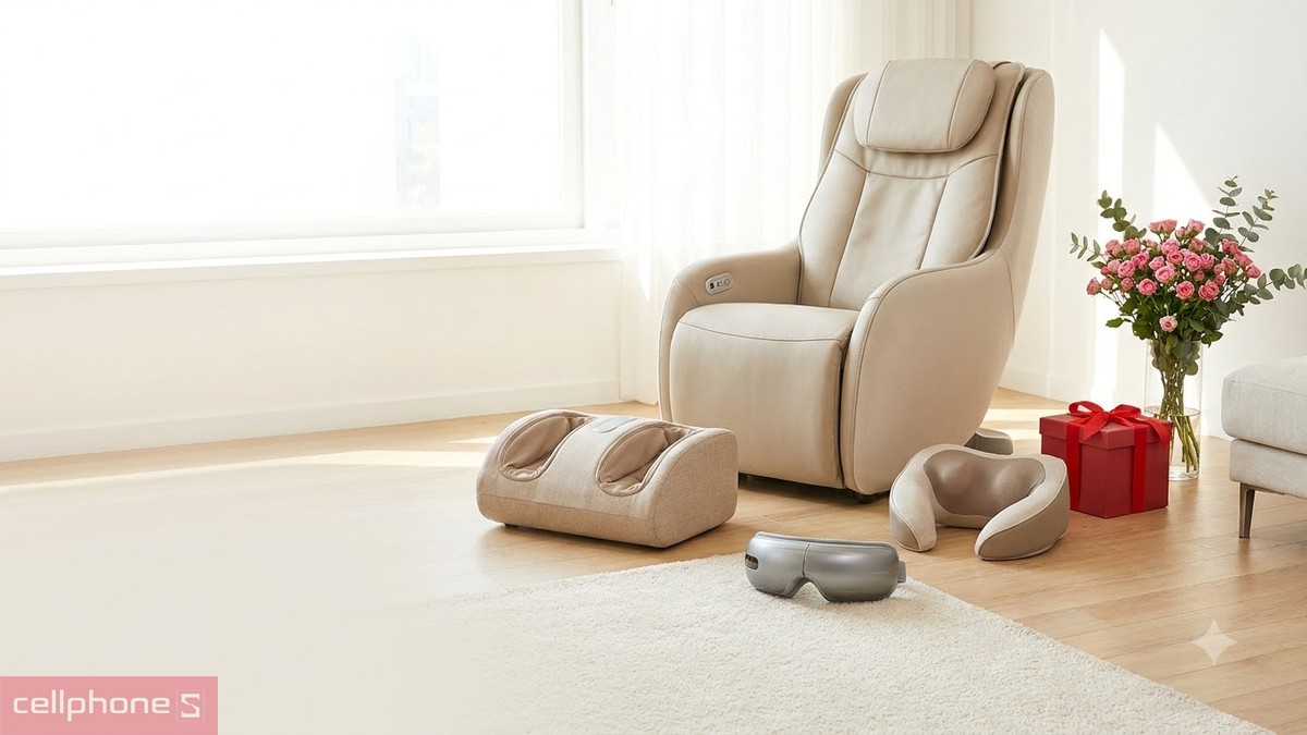 Máy massage chân, máy massage mắt và ghế massage làm quà tặng mẹ chồng ngày 20/10