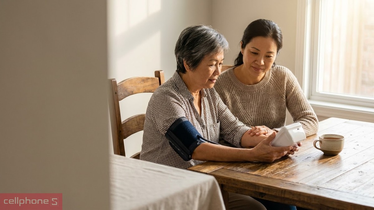 Máy đo huyết áp, quà 20/10 tặng mẹ chồng để theo dõi sức khỏe tại nhà
