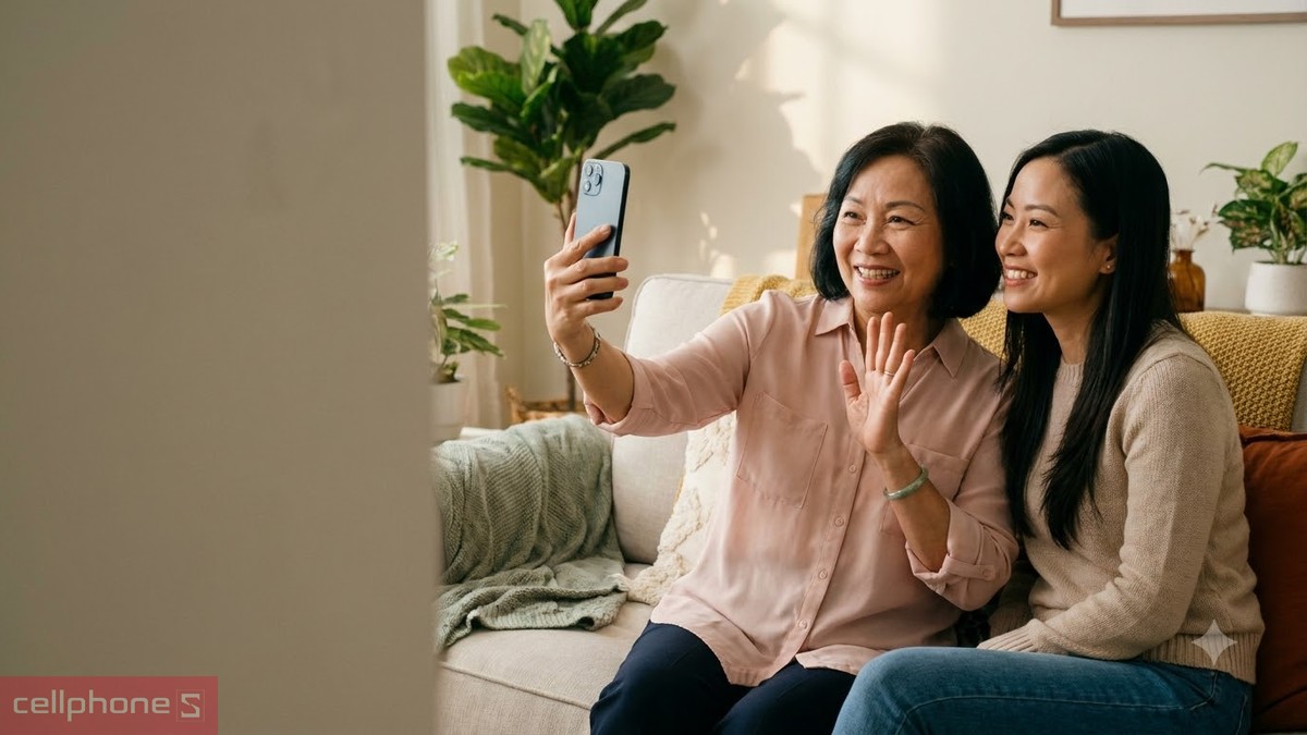 Điện thoại làm quà 20 tháng 10 để mẹ chồng gọi video cho con cháu