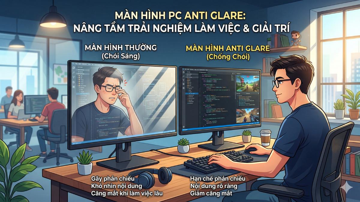 Ứng dụng Anti Glare trên màn hình rời PC