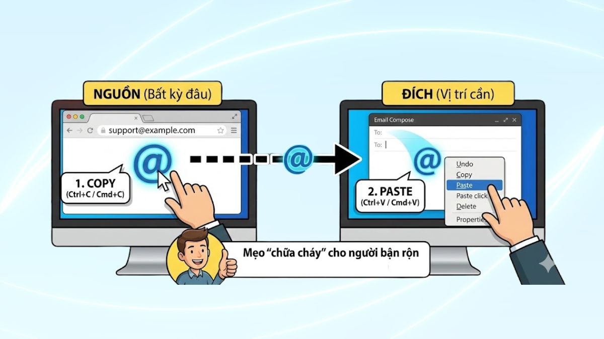 Sử dụng tính năng copy paste khi cần gấp