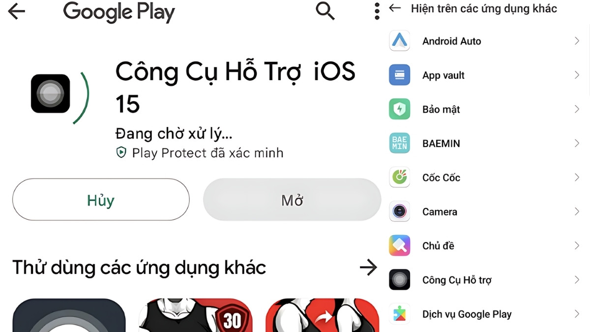 Cách sử dụng phần mềm Công Cụ Hỗ Trợ iOS 15 biến Android thành iphone bước 1
