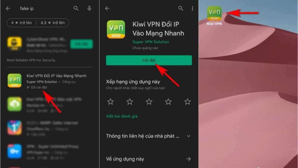 Sử dụng VPN để chuyển vùng Android bước 1