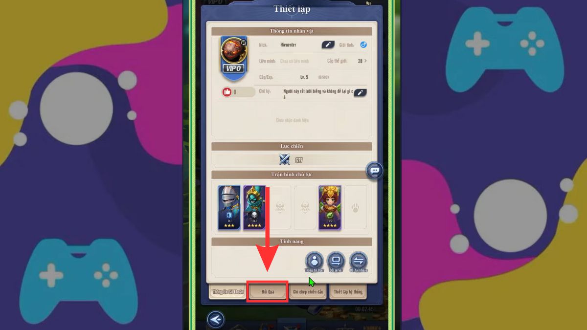Hướng dẫn cách nhập code War 3 Arena - bước 2