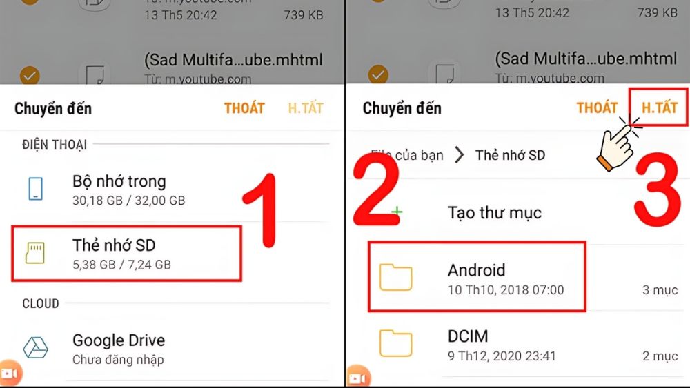 chuyển dữ liệu Android sang Android bằng thẻ nhớ - Bước 4