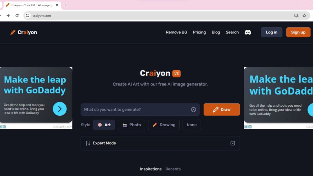 Cách đăng nhập phần mềm Craiyon AI bước 1