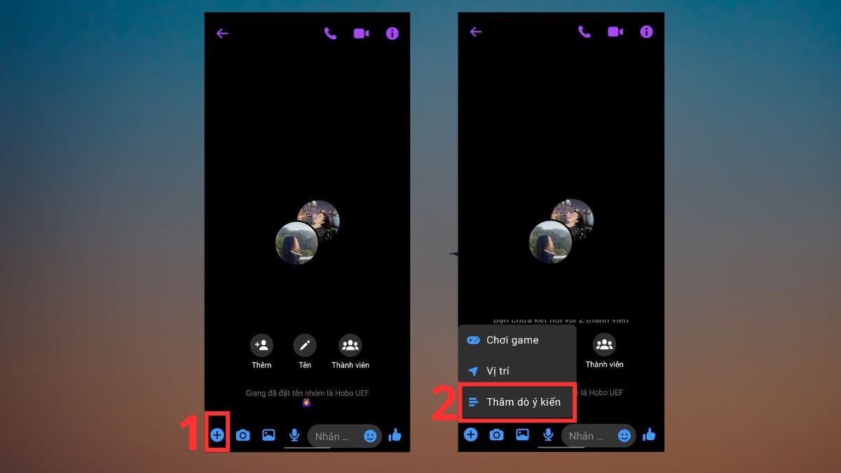 Tạo bình chọn trên Messenger - bước 1