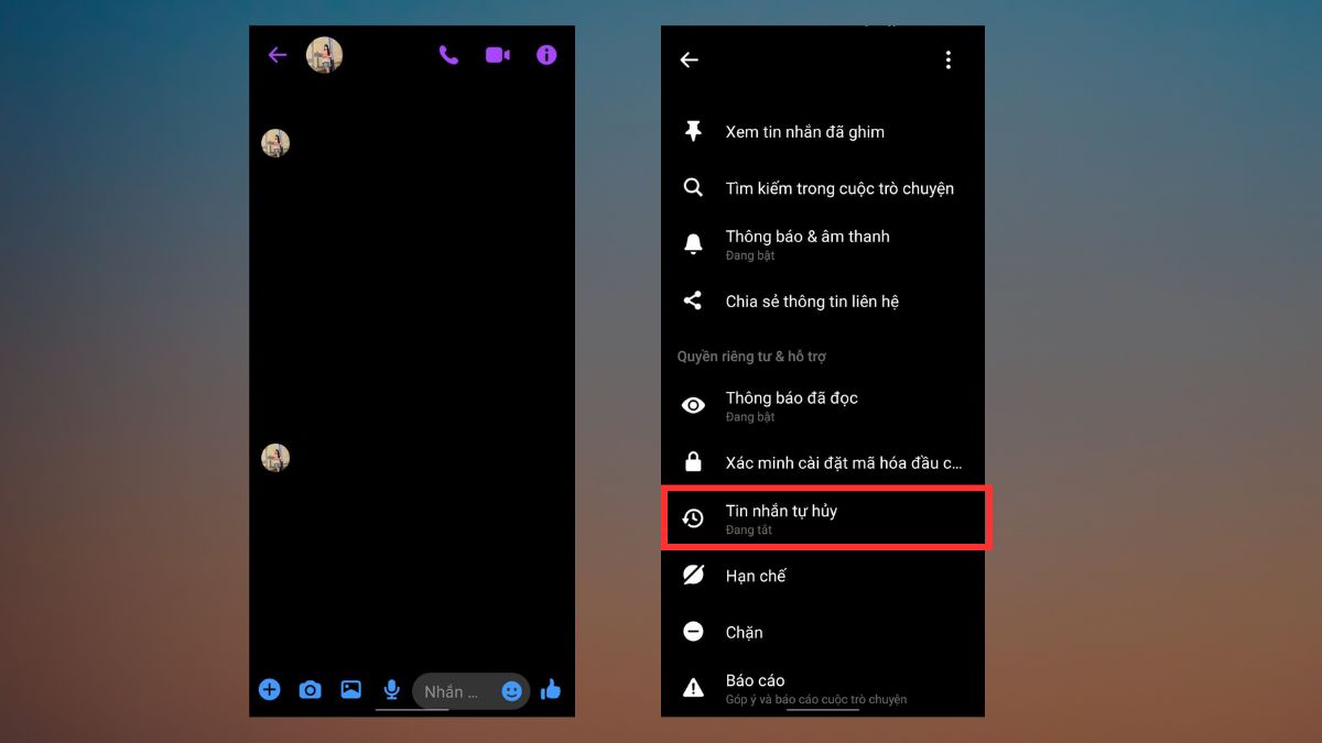 Thiết lập cuộc trò chuyện riêng biệt Messenger - bước 1