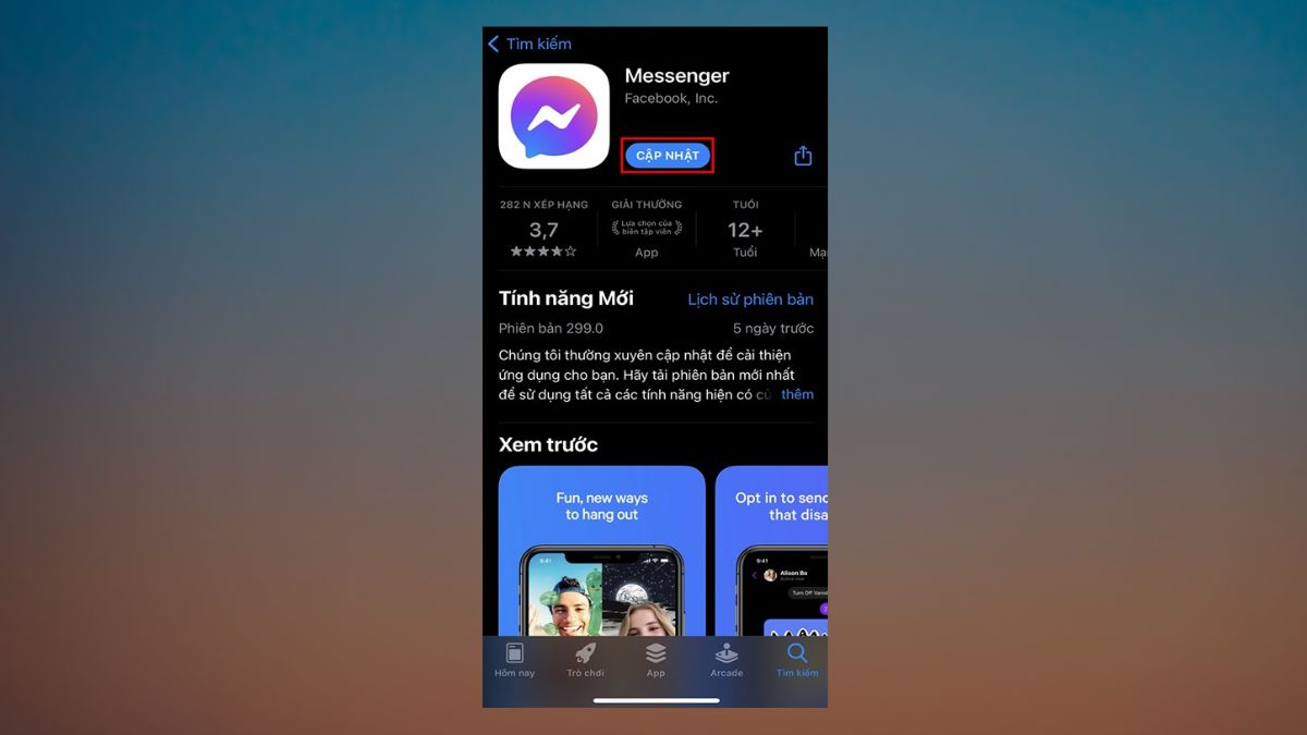 Cách tải và cài đặt Messenger phiên bản mới trên iPhone - Bước 2