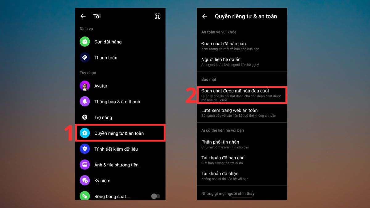 Tùy chỉnh quyền riêng tư trên Messenger - bước 2