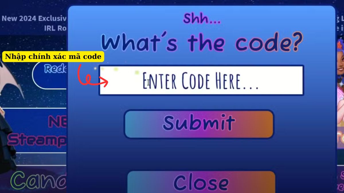 cách nhập code Royale High - bước 3