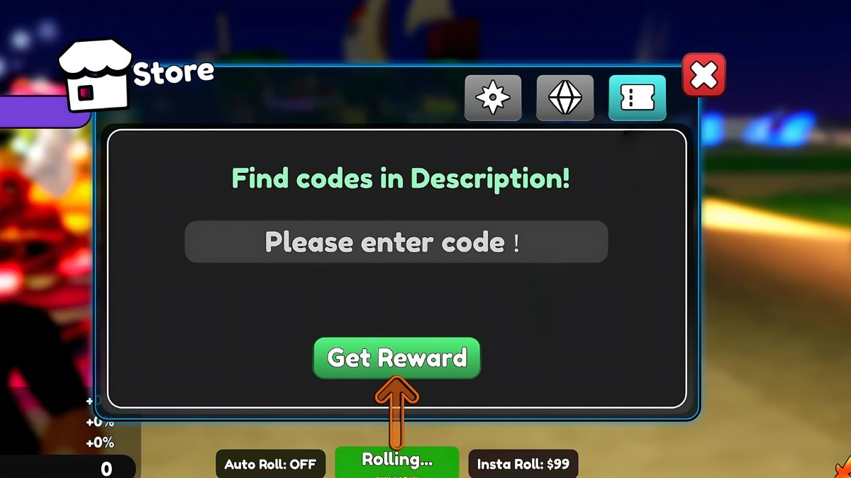 cách nhập code RNG Hero Squad - bước 3