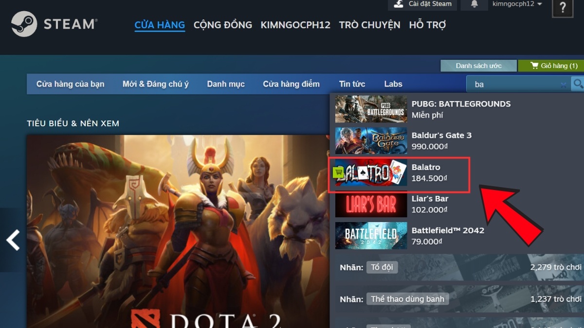 Cách cài đặt Balatro PC trên Steam - bước 1