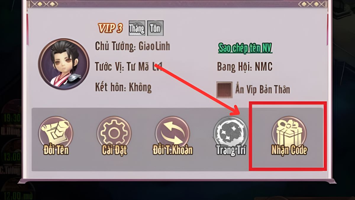 Hướng dẫn nhập code Chân Vương 3Q - bước 2