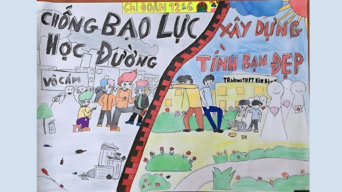 vẽ tranh bạo lực học đường