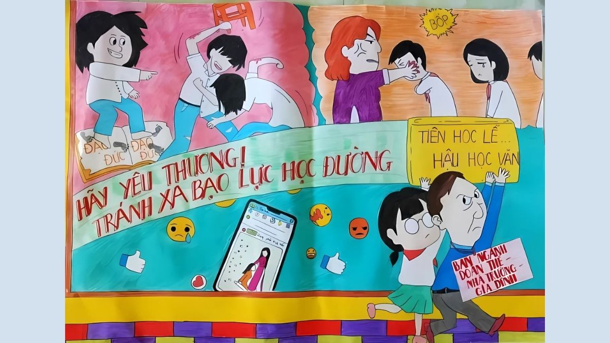 tải ảnh vẽ tranh phòng chống bạo lực học đường