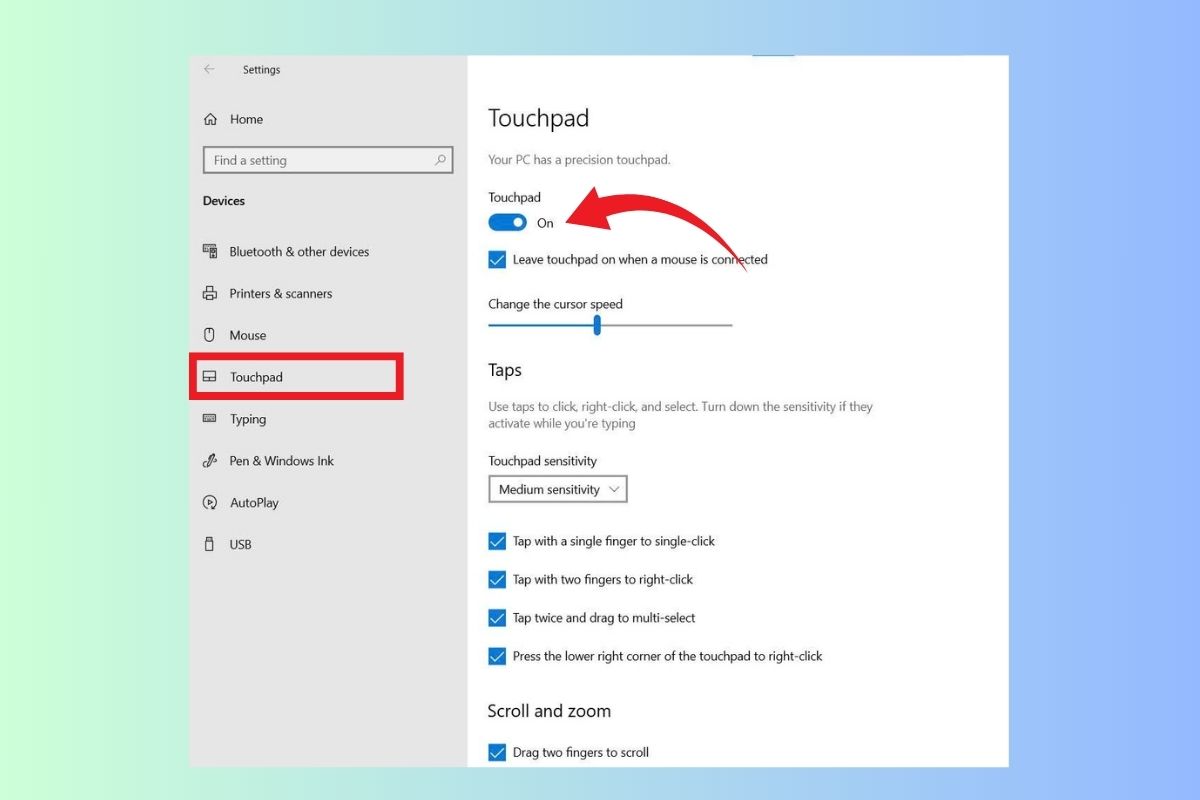 Cách sửa lỗi touchpad không hoạt động trên laptop bằng touchpad settings - bước 3