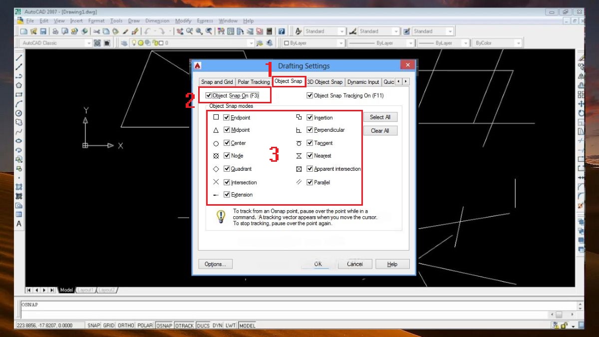 lệnh bắt điểm trong cad