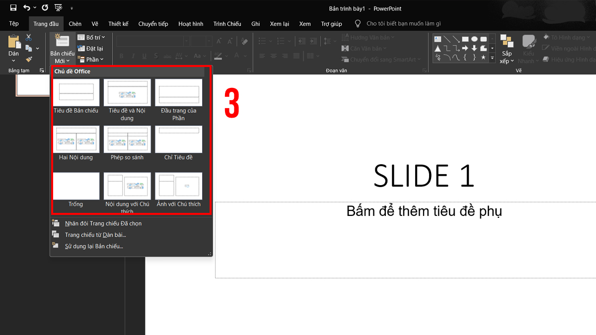 cách chèn trang chiếu slide mới