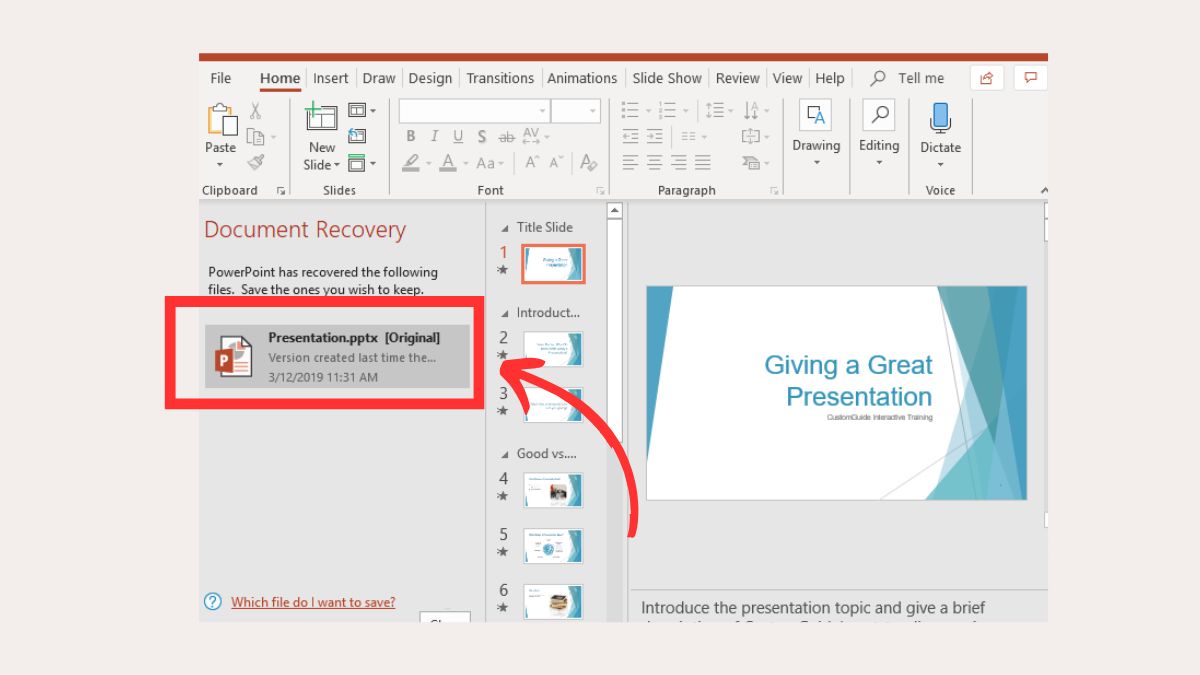 cách lấy lại file powerpoint chưa lưu