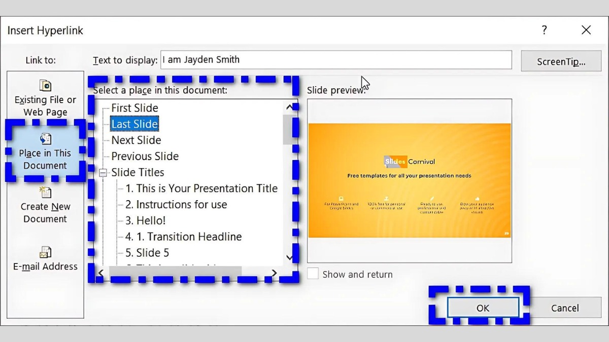 cách liên kết slide đến slide khác