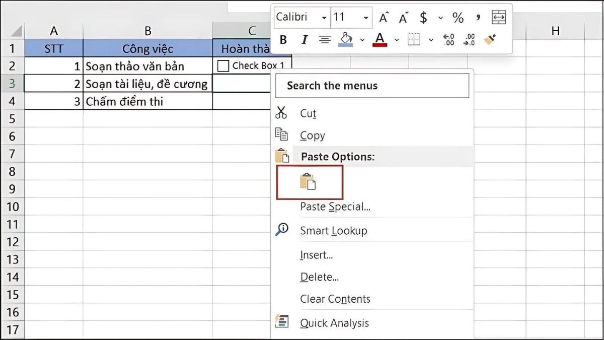 cách đánh dấu tick trong excel