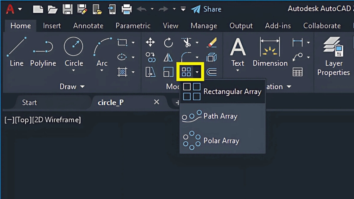 cách dùng lệnh array trong cad