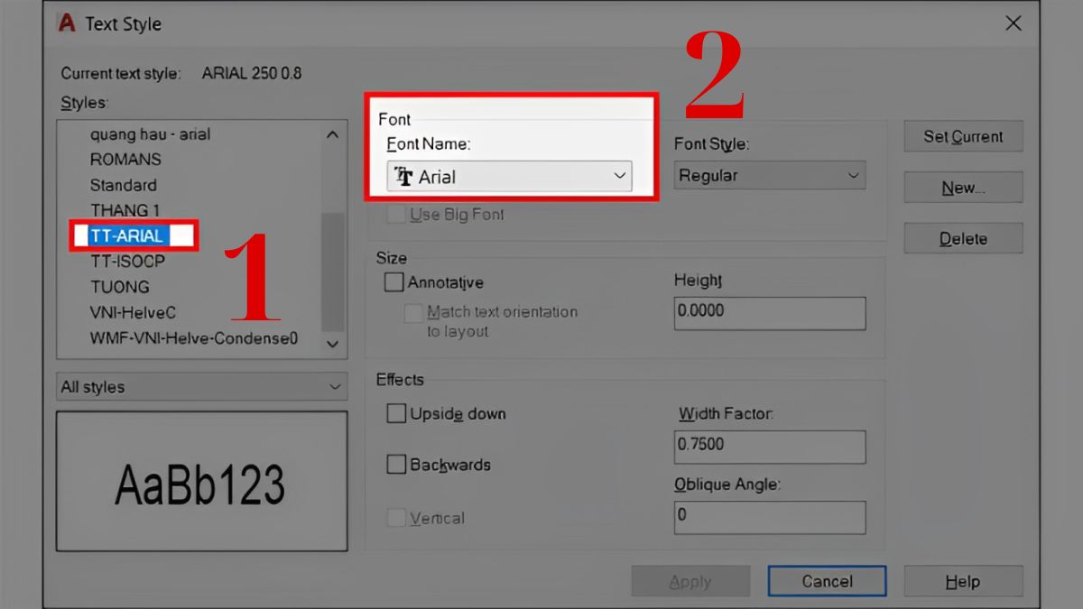 sửa lỗi font chữ trong autocad 2007