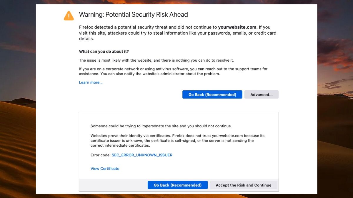 net err_cert_authority_invalid react